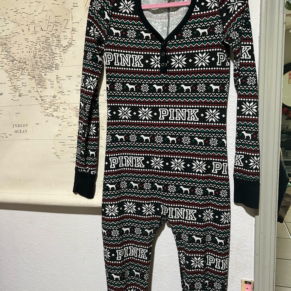 PINK Victoria's Secret Black and Red Patterned Onesie - Picture 5 of 9